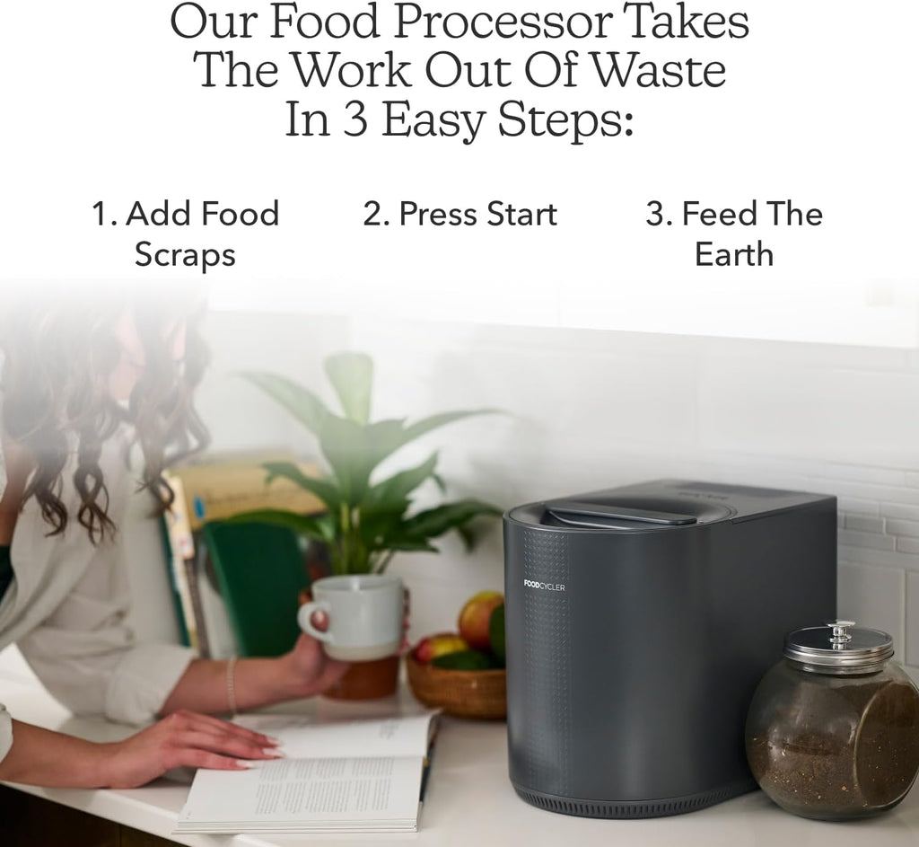 Food Cycler Eco 3 Compact Kitchen Food Recycler | Indoor Composter Bin Alternative | Electric Countertop Food Waste Disposer with Odorless 3.5L Indoor Food Waste Bin for Easy Waste Management | Grey