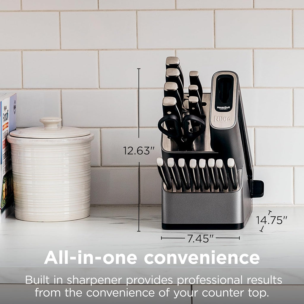 Ninja® NeverDull™ 17-Pc Knife Block Set, Built-in Sharpener, Black, K32017