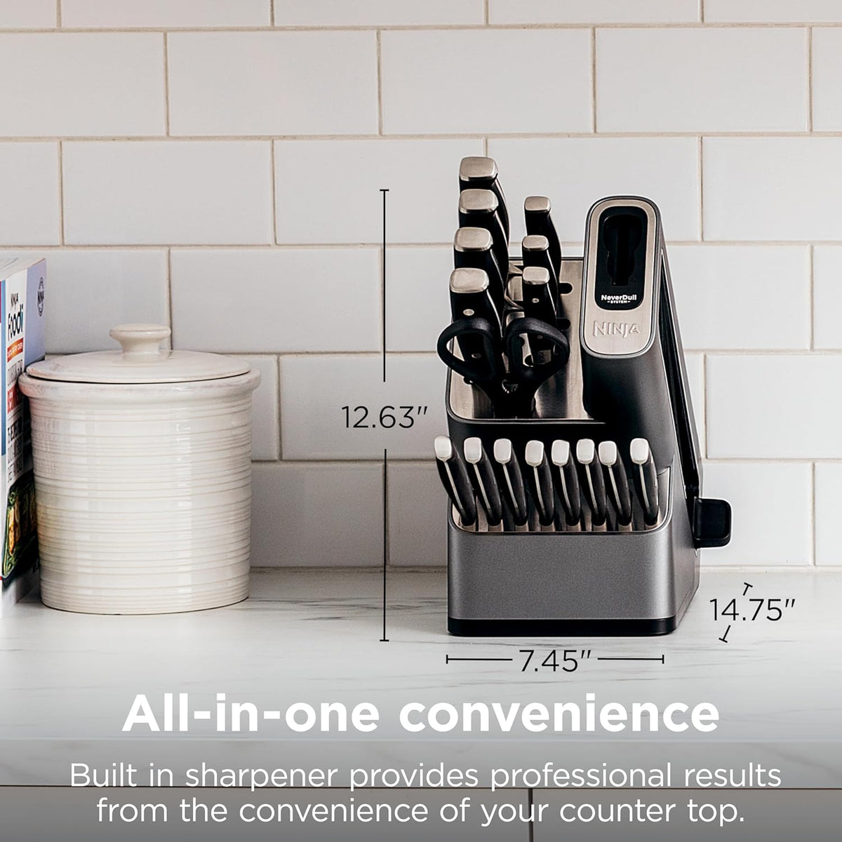 Ninja® NeverDull™ 17-Pc Knife Block Set, Built-in Sharpener, Black, K32017